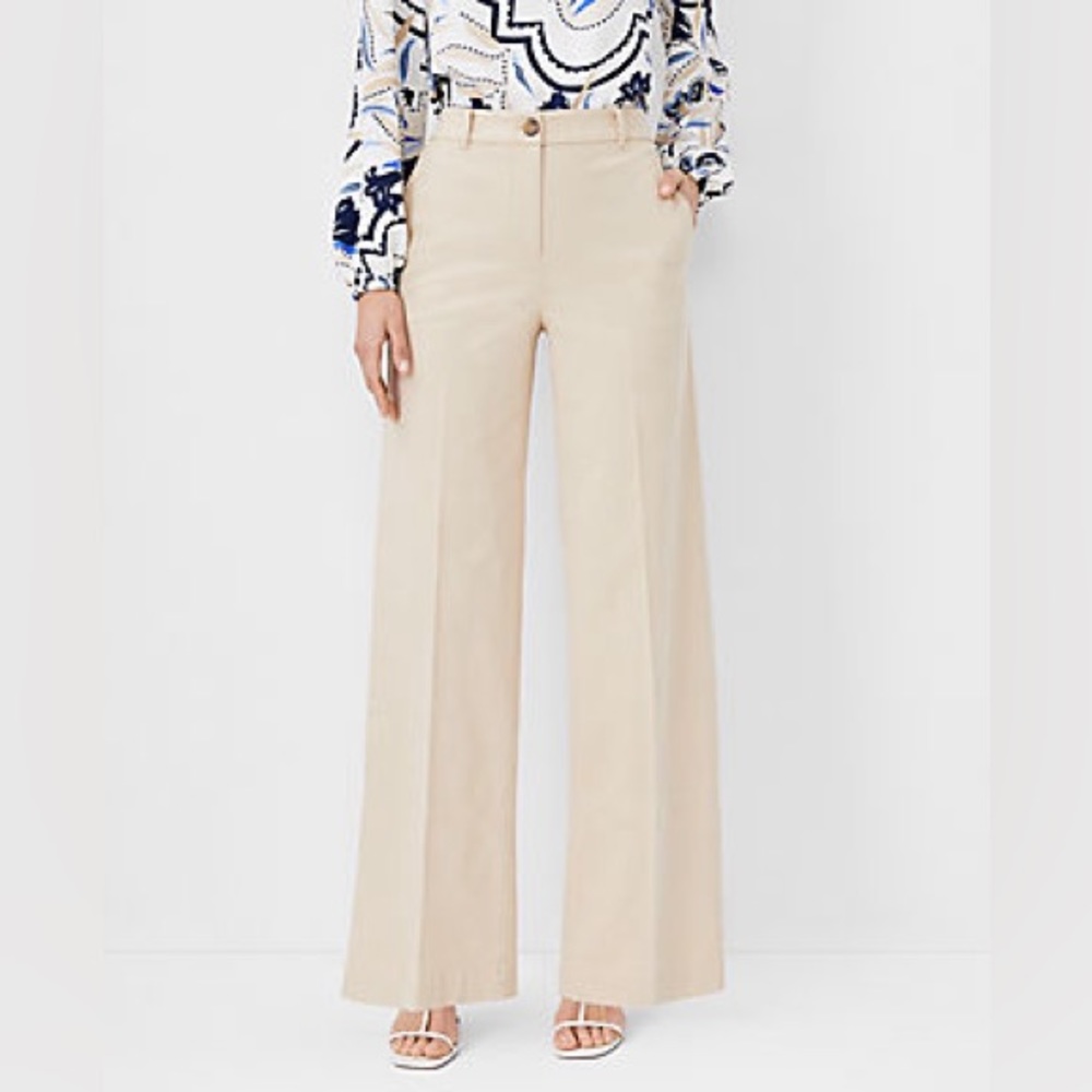 Ann Taylor Petite High Rise Wide Leg Chino Pant